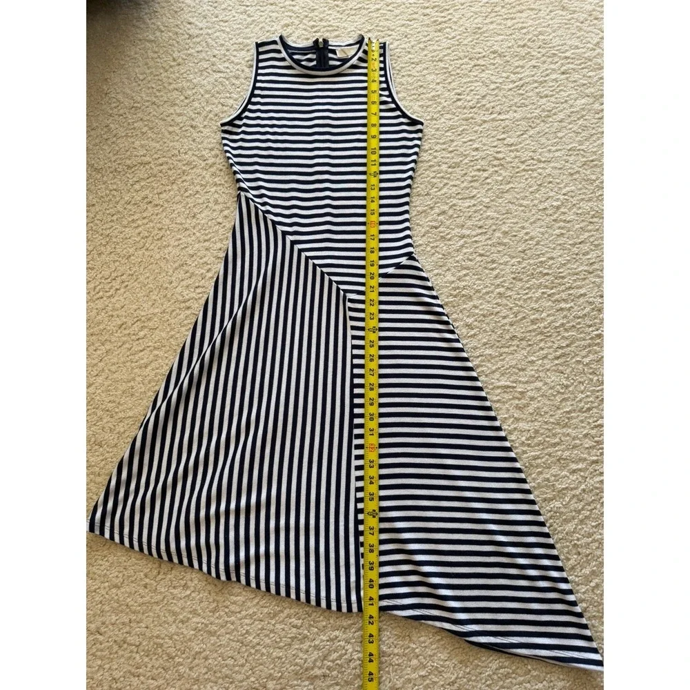 Michael Kors Knit A-Line Dress Striped‎ Sleeveless Zip Black White Size XS
